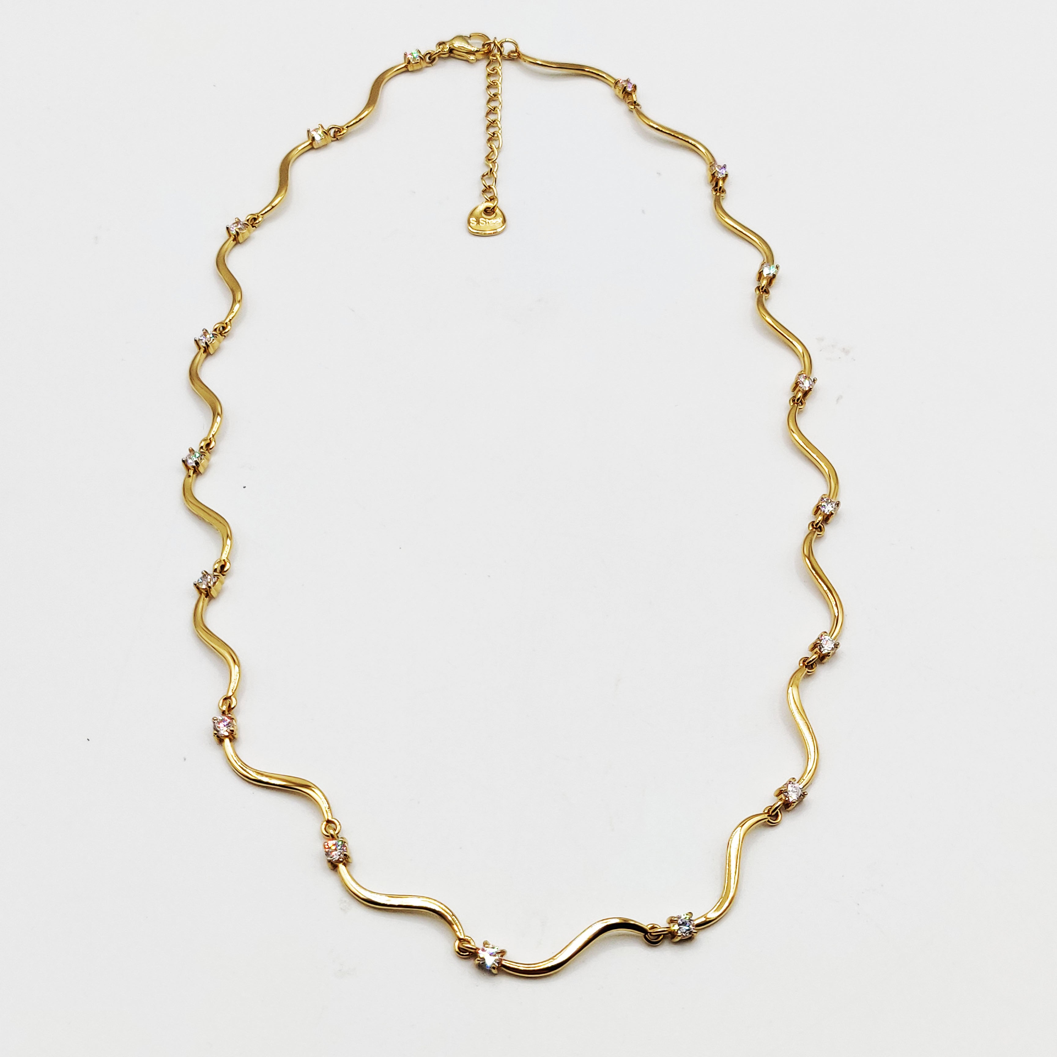 Collier Rigide Vagues et Cristaux Luxe