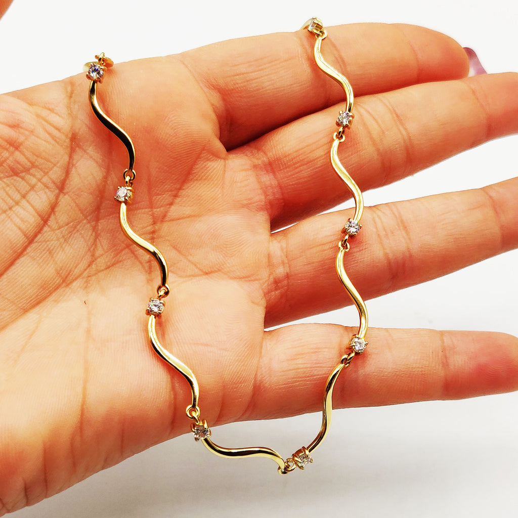 Collier Rigide Vagues et Cristaux Luxe
