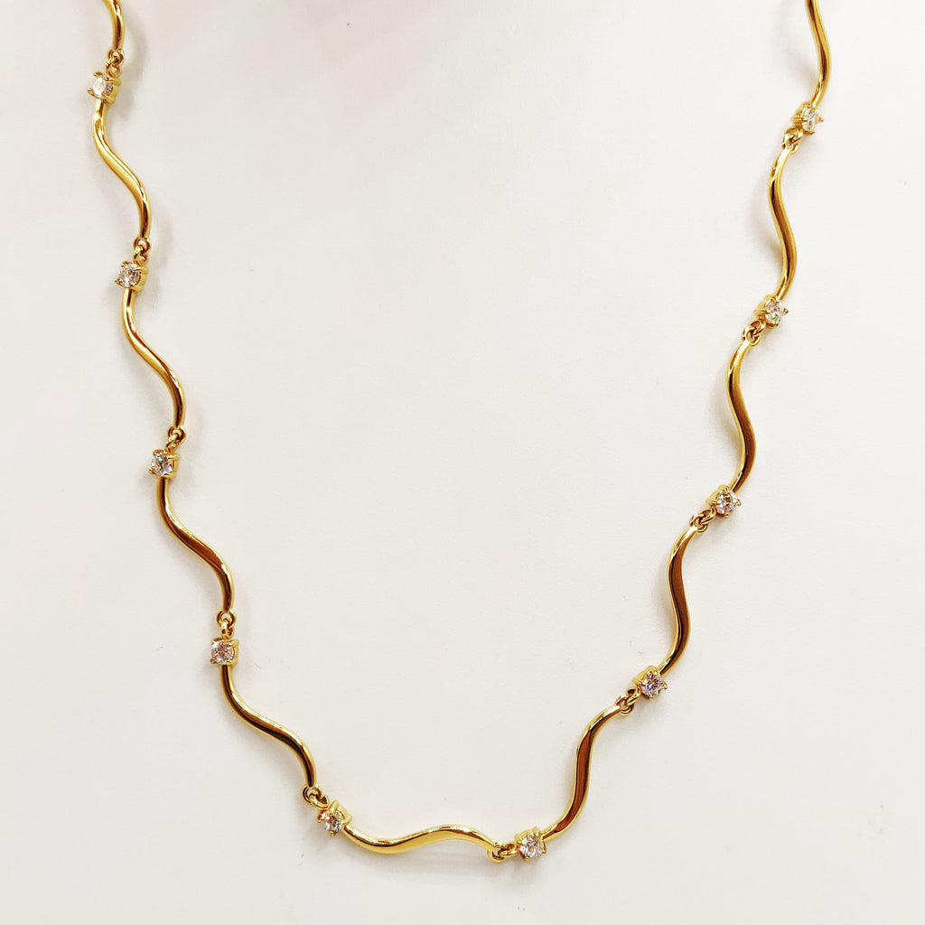 Collier Rigide Vagues et Cristaux Luxe