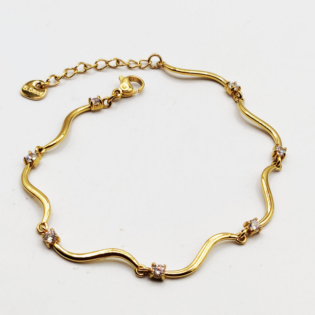 Bracelet Rigide Vagues et Cristaux Luxe