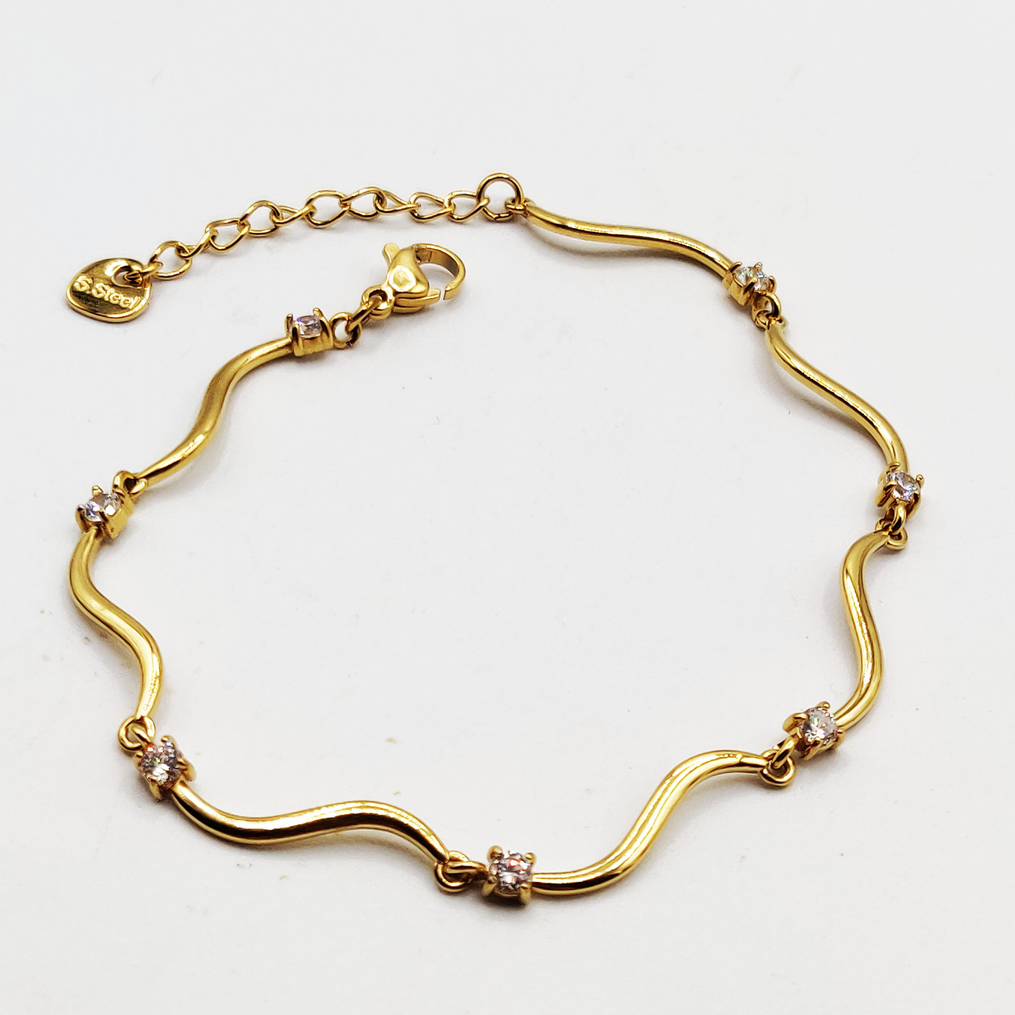 Bracelet Rigide Vagues et Cristaux Luxe