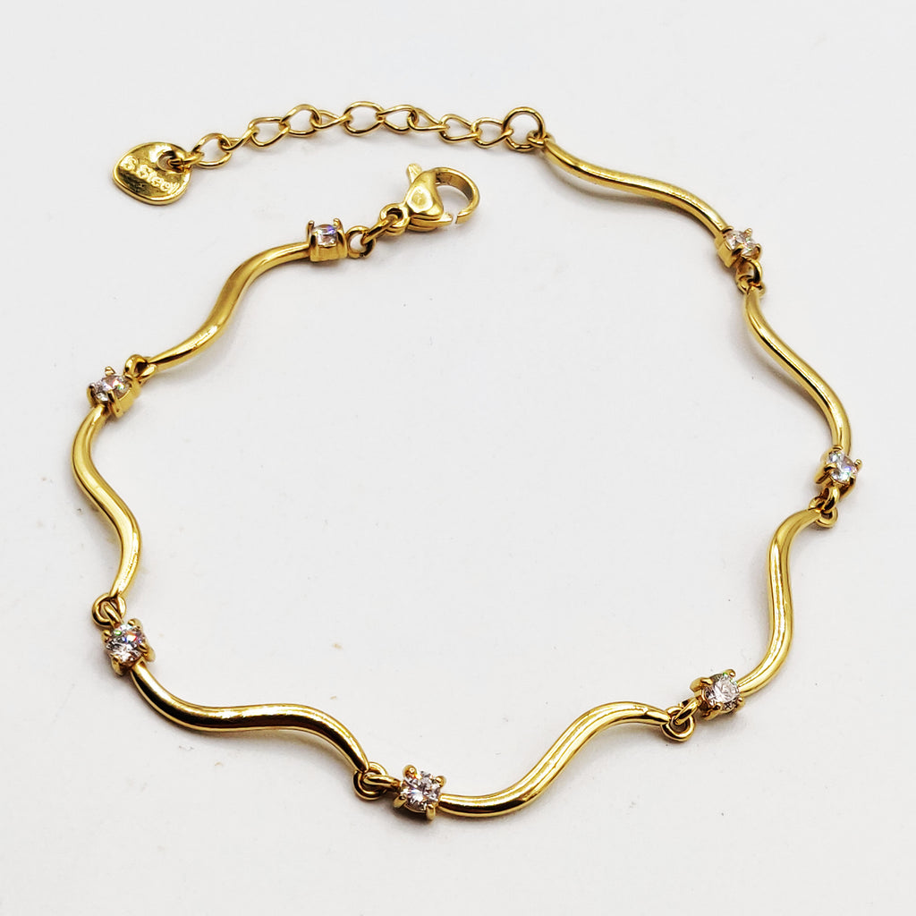 Bracelet Rigide Vagues et Cristaux Luxe