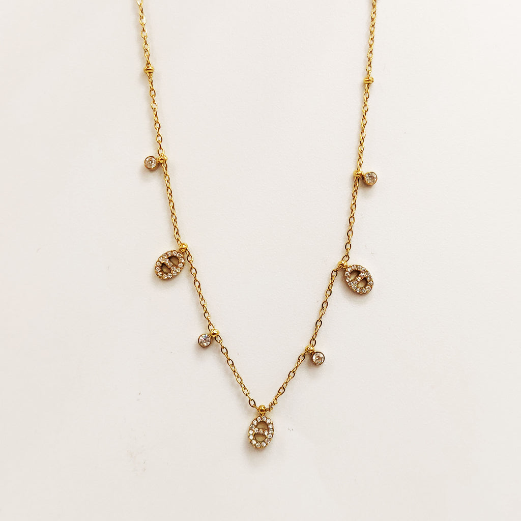 Collier Multi H Luxe Petits et Cristaux Ronds Luxe