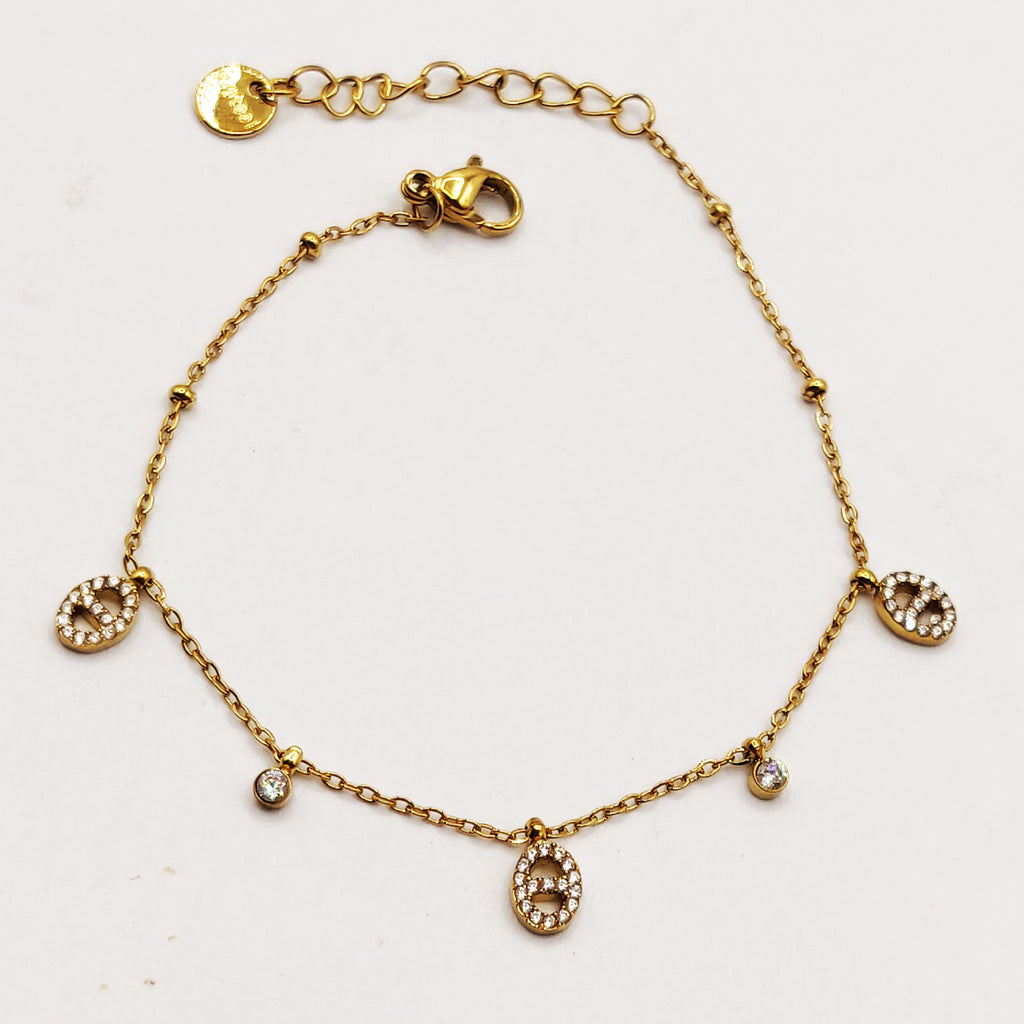 Bracelet Multi H Luxe Petits et Cristaux Ronds Luxe
