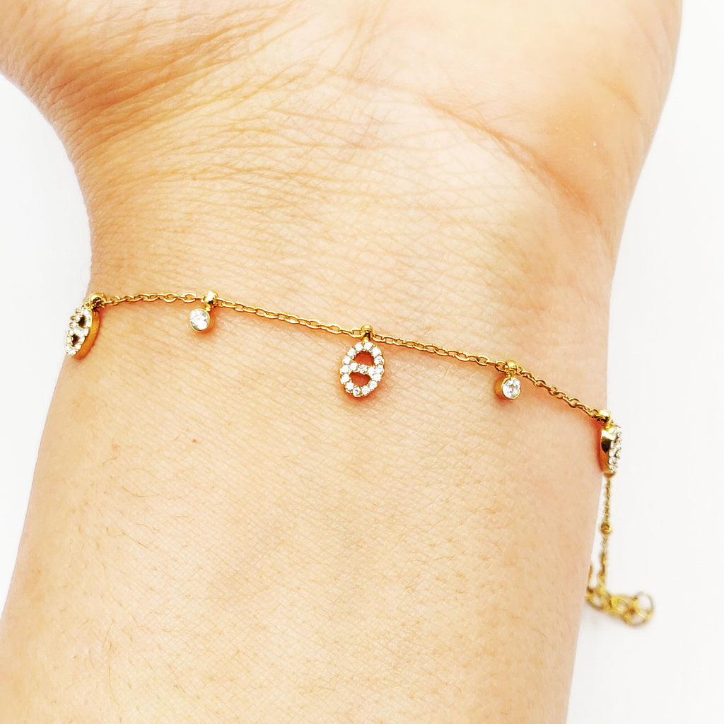 Bracelet Multi H Luxe Petits et Cristaux Ronds Luxe