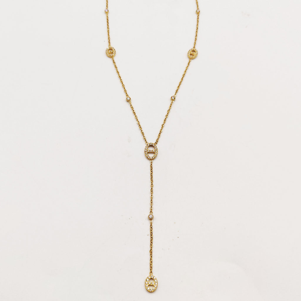 Collier Multi H Luxe et Cristaux Ronds Luxe Descendant