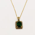 Collier Grand Cristal Vert Rectangle Tour Cristaux Luxe