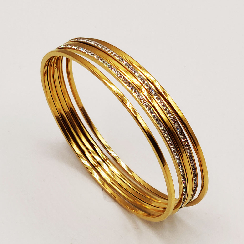 5 Bracelets RIgides Simples et Cristaux Luxe