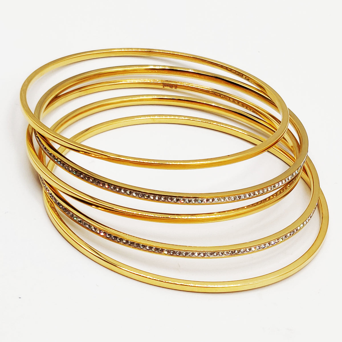 5 Bracelets RIgides Simples et Cristaux Luxe