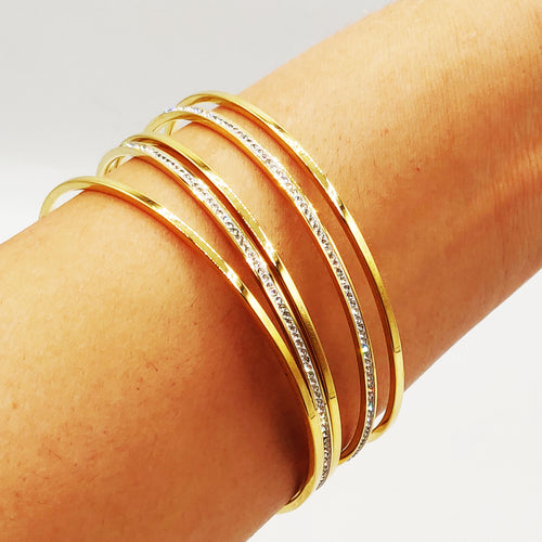 5 Bracelets RIgides Simples et Cristaux Luxe