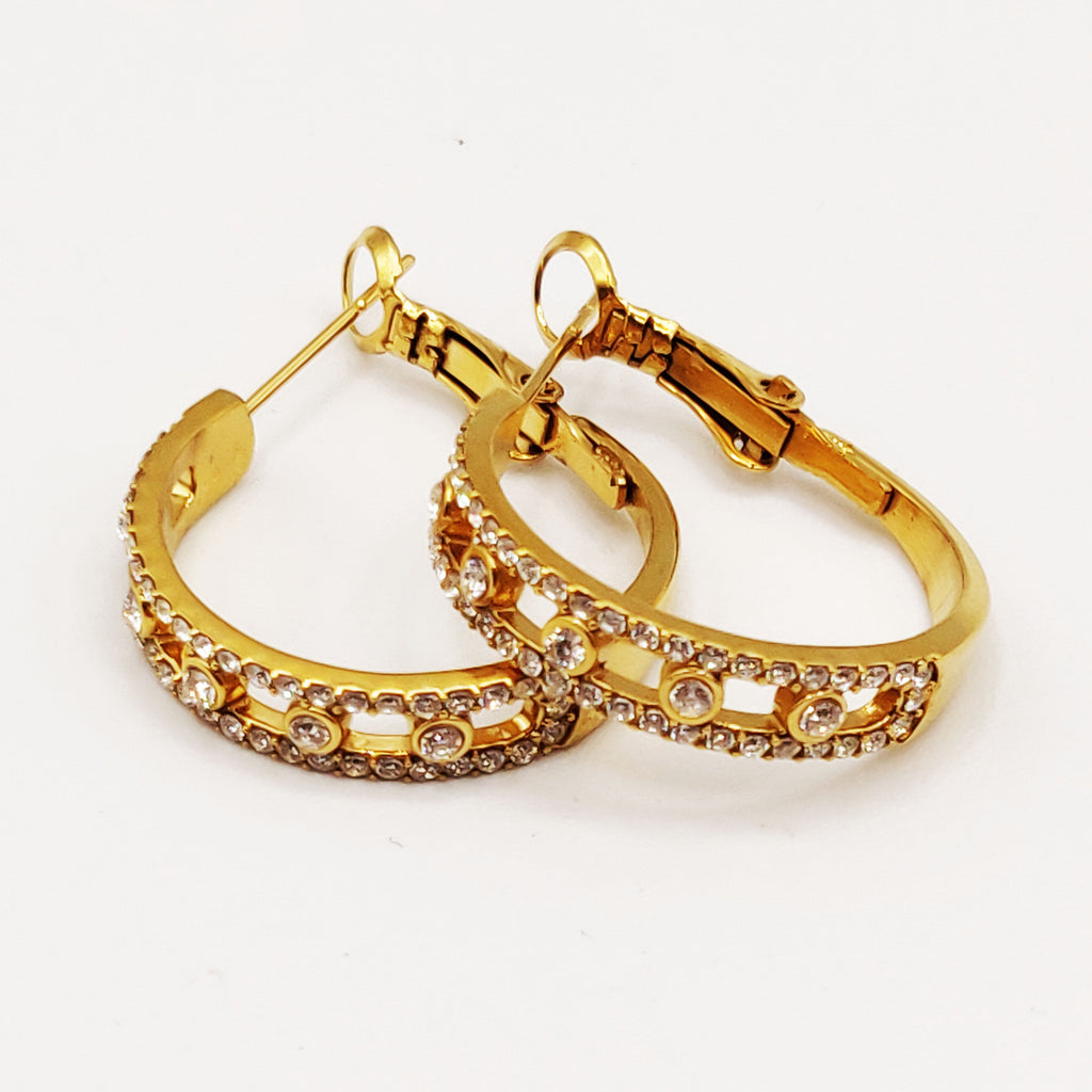 Boucles d'oreilles Créoles Mexicaines Cristaux Luxe