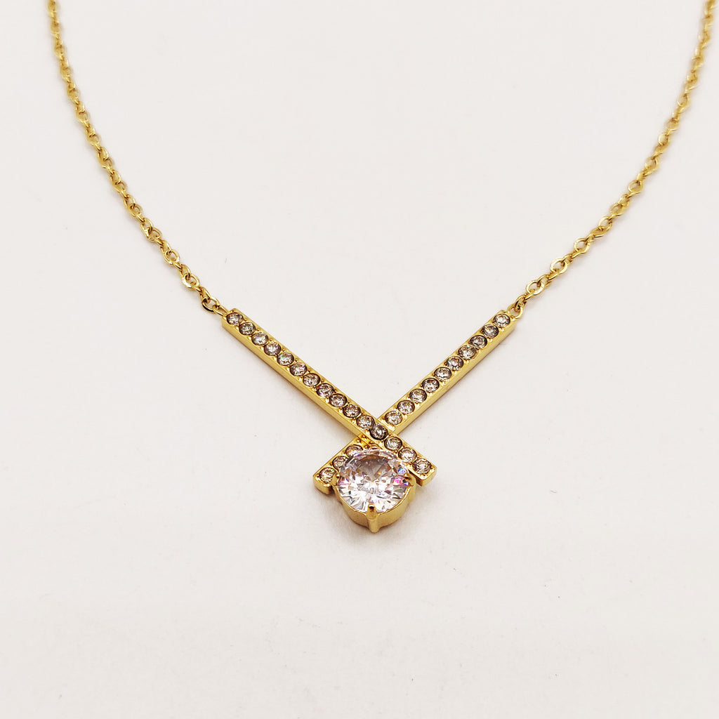 Collier X Cristaux et Gros Cristal Luxe