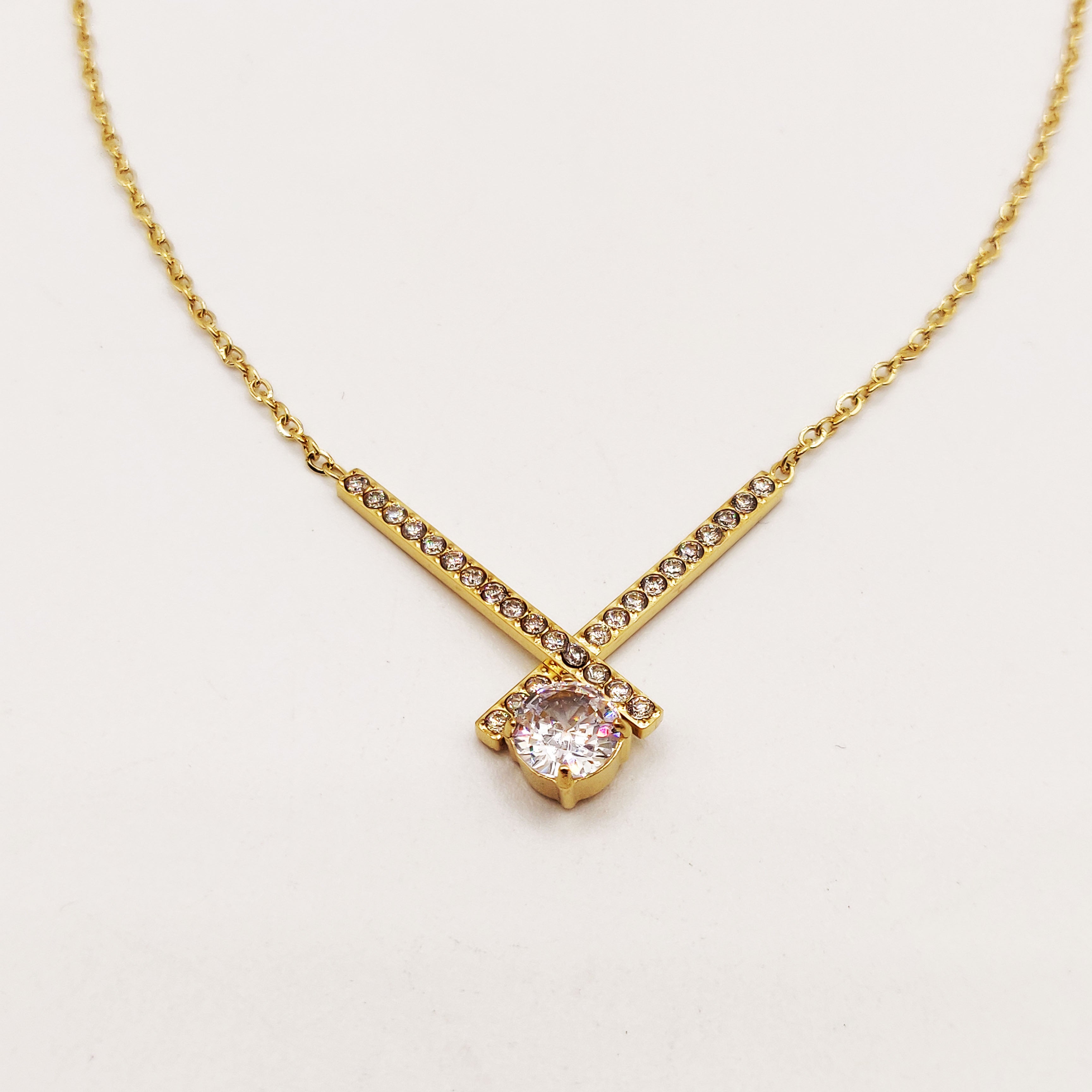 Collier X Cristaux et Gros Cristal Luxe