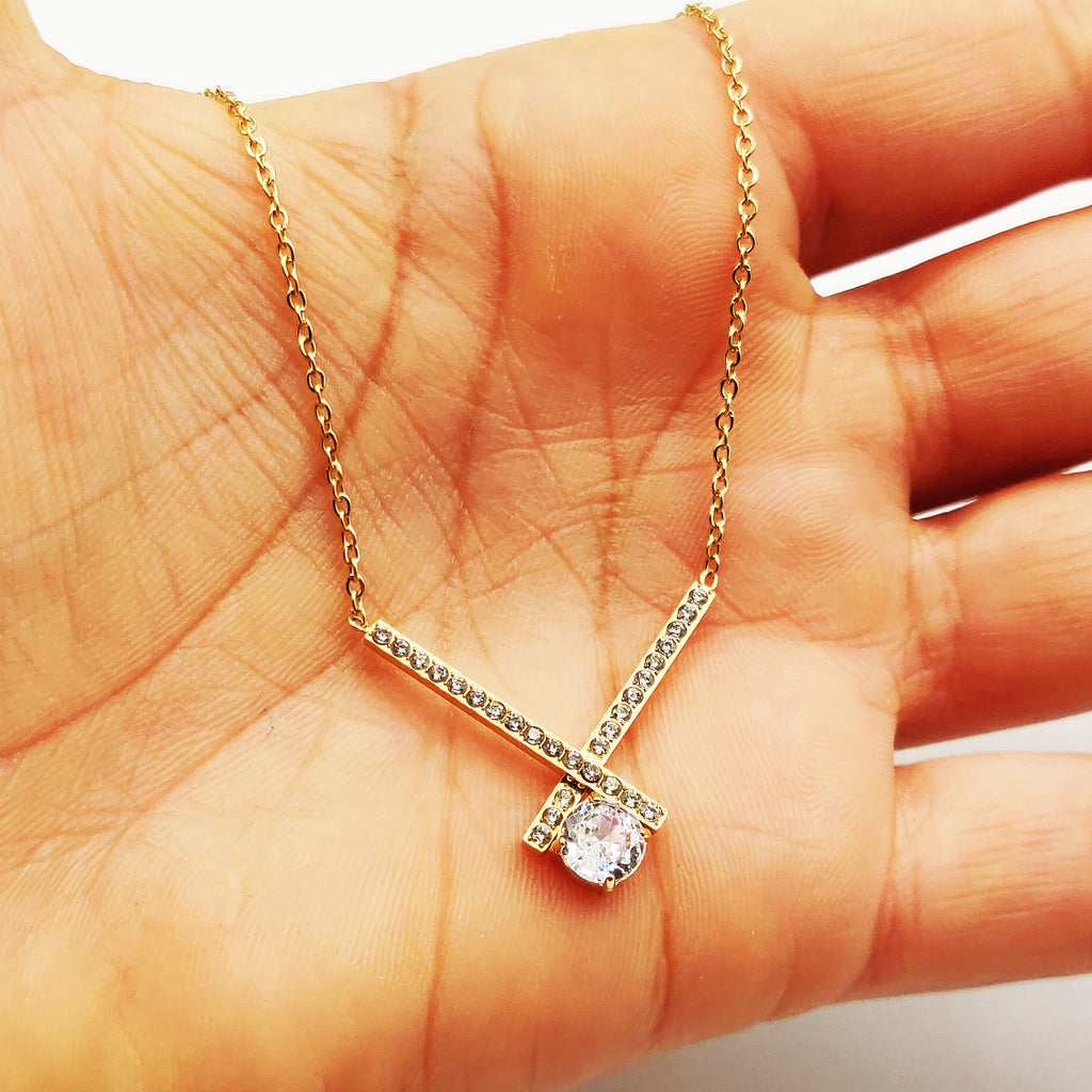 Collier X Cristaux et Gros Cristal Luxe