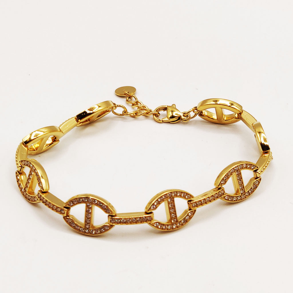 Bracelet Mi-Rigide Multi H Luxe Cristaux