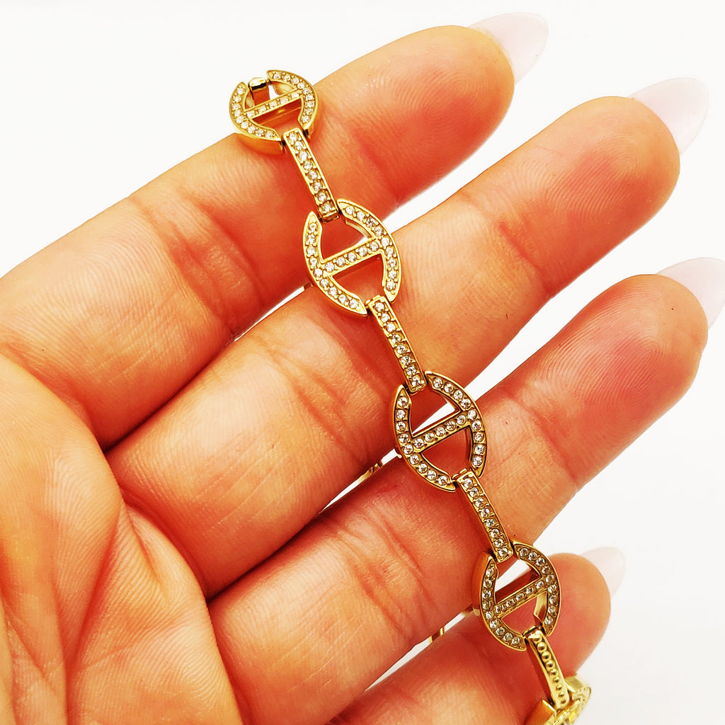 Bracelet Mi-Rigide Multi H Luxe Cristaux