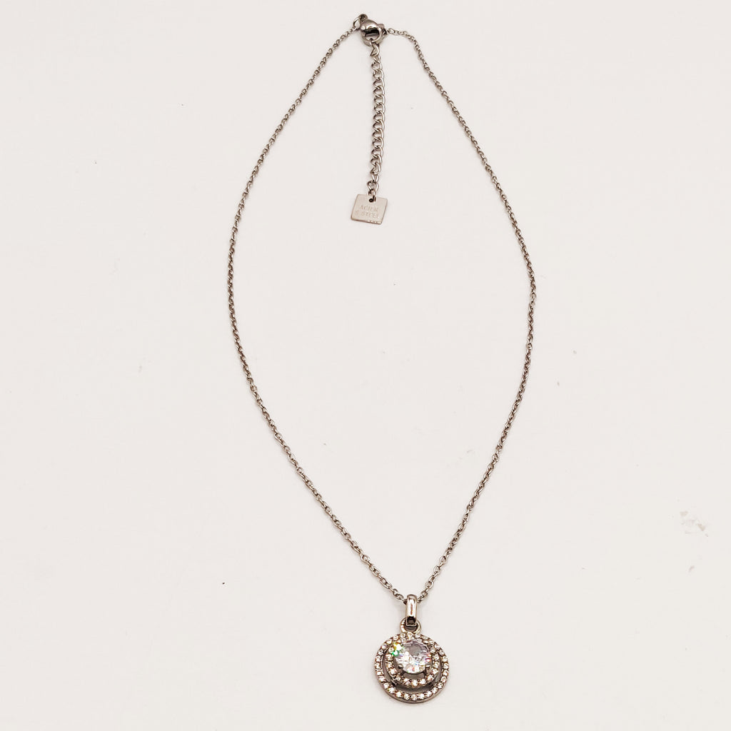 Collier Gros Cristal Rond Double Tour Cristaux Luxe Argenté