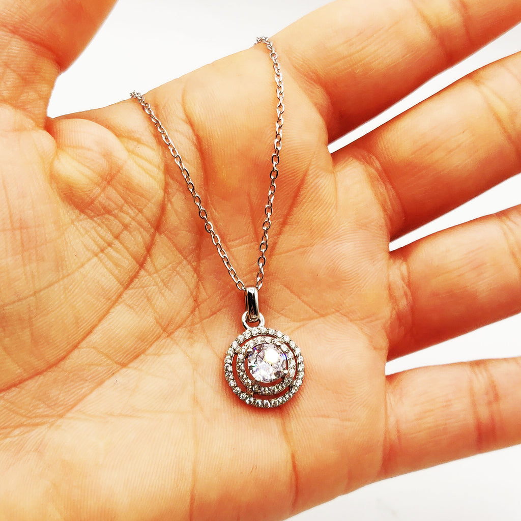 Collier Gros Cristal Rond Double Tour Cristaux Luxe Argenté