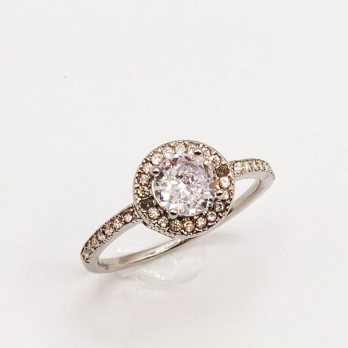 Bague Gros Cristal Rond Double Tour Cristaux Luxe Argenté