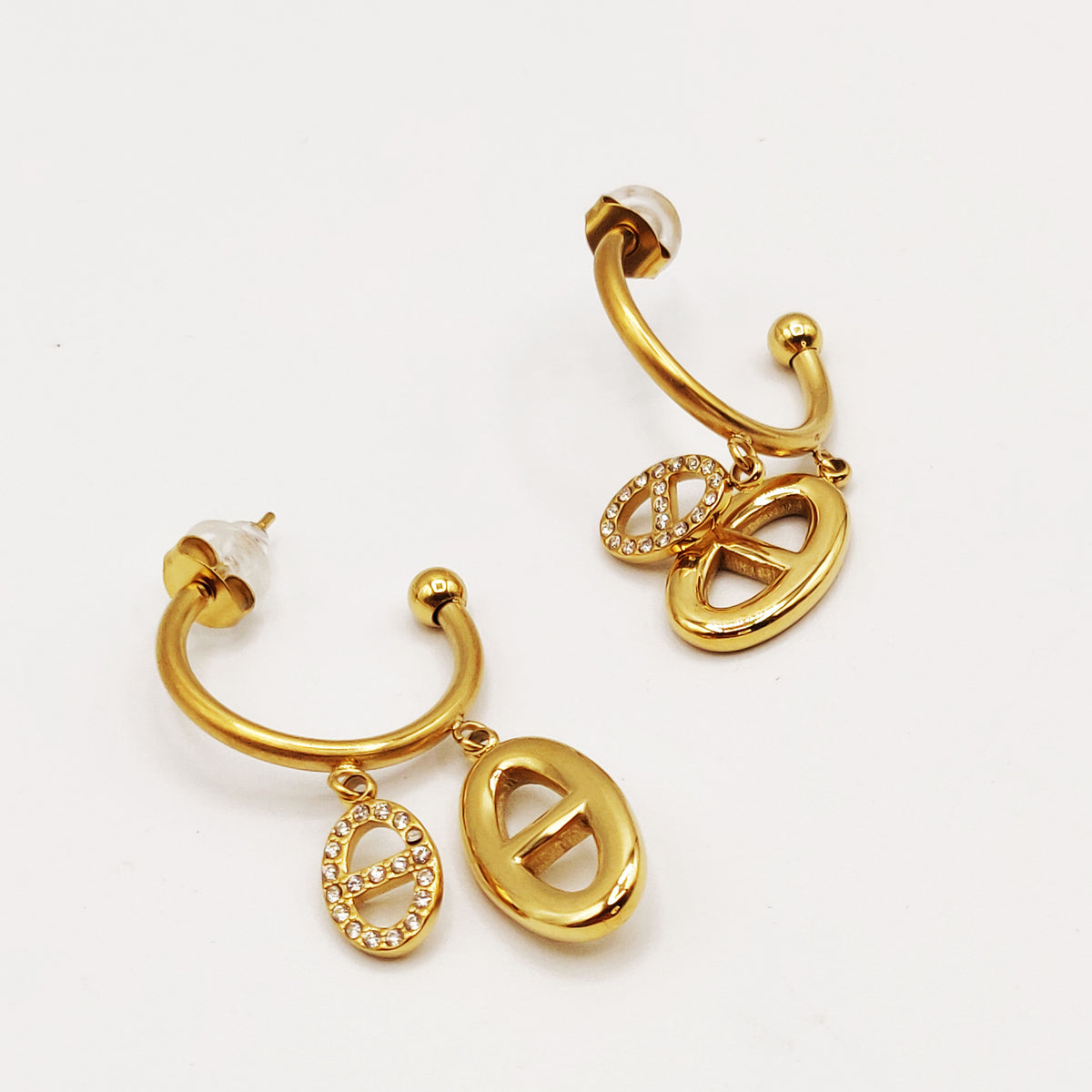 Boucles d'oreilles Créoles Double Pendentifs H Luxe