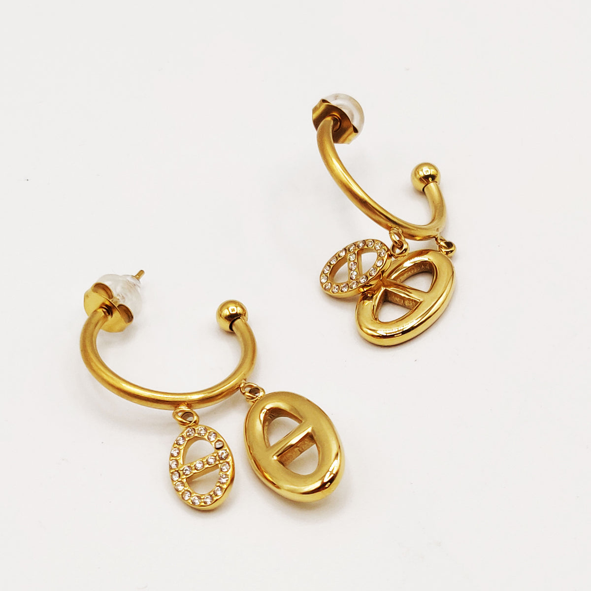 Boucles d'oreilles Créoles Double Pendentifs H Luxe
