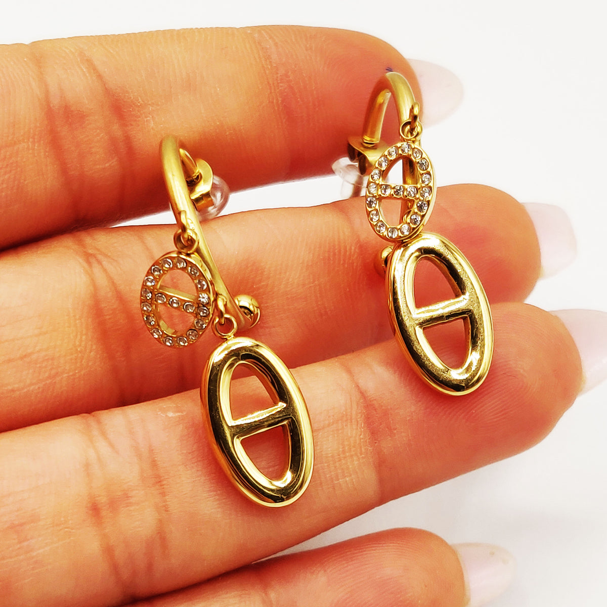 Boucles d'oreilles Créoles Double Pendentifs H Luxe