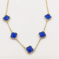 Collier Multi Trèfles Pierres Bleues Luxe