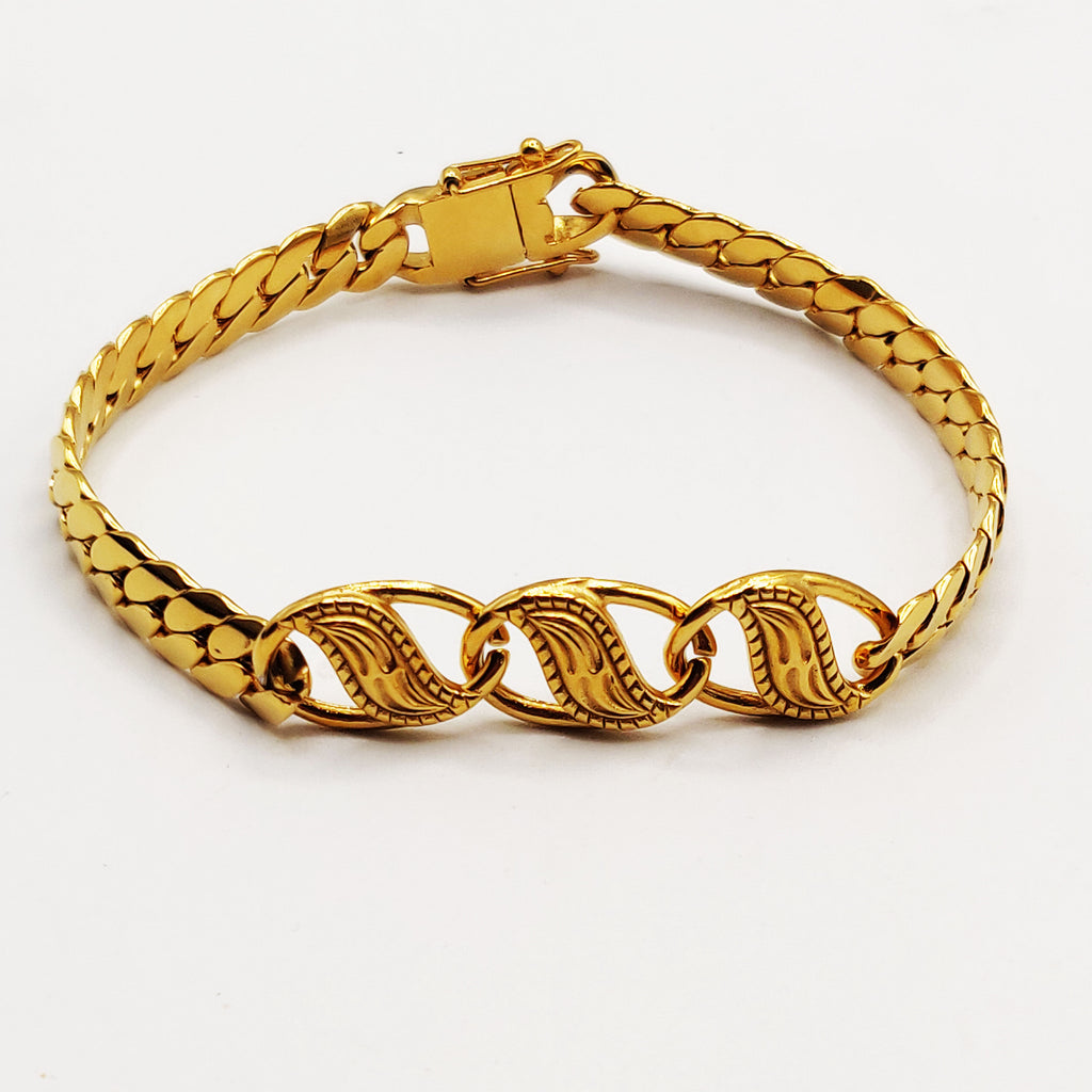 Bracelet Tresse Resserrée Pendentifs Ovales Orientaux Fermeture Originale Luxe