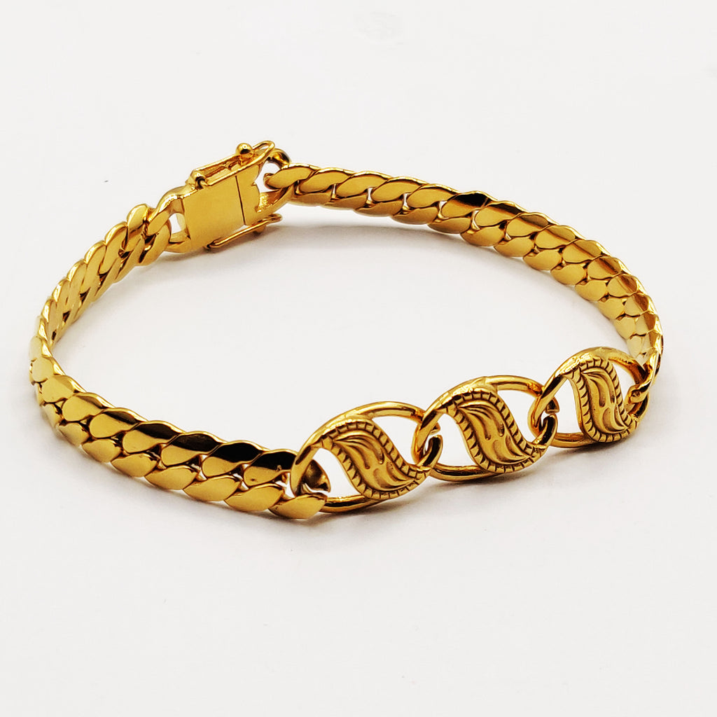Bracelet Tresse Resserrée Pendentifs Ovales Orientaux Fermeture Originale Luxe