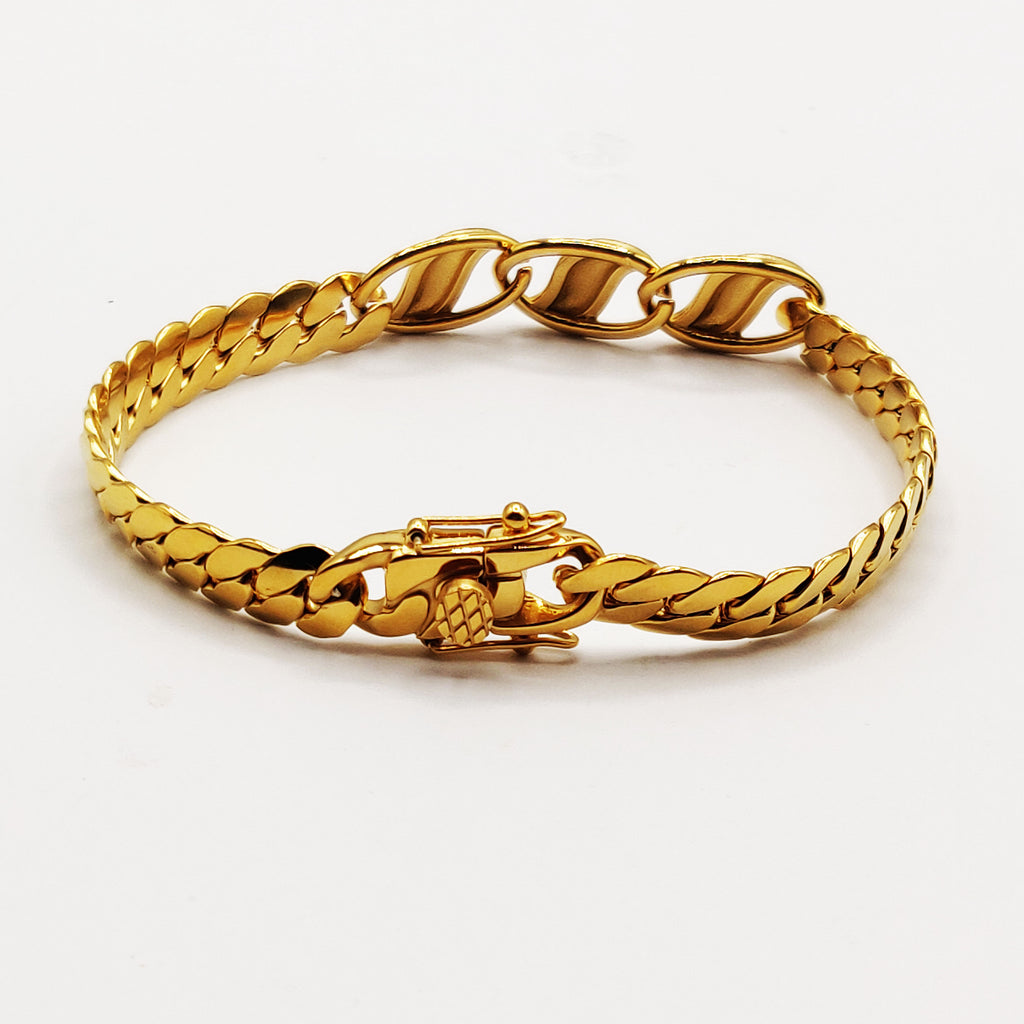 Bracelet Tresse Resserrée Pendentifs Ovales Orientaux Fermeture Originale Luxe