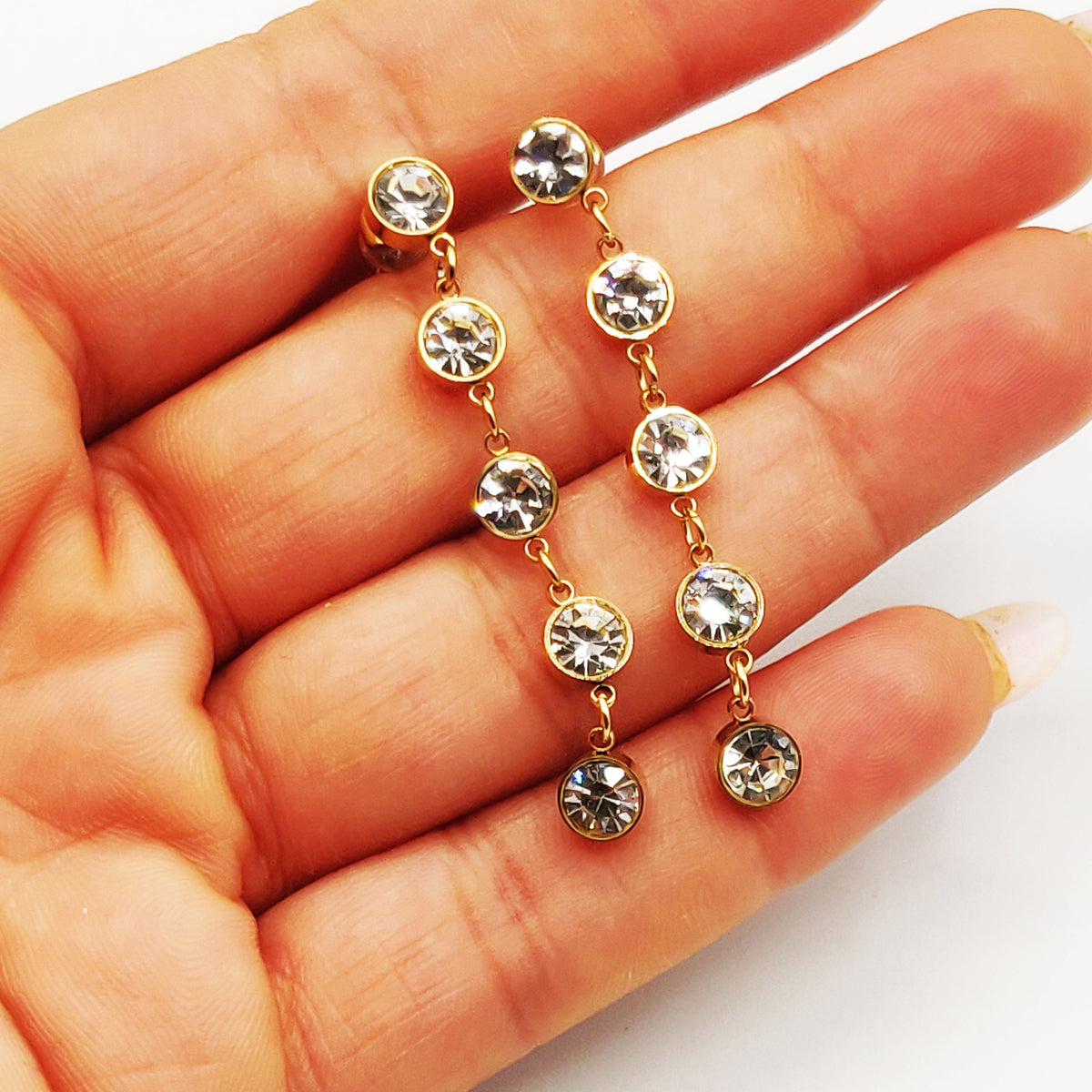 Boucles d'oreilles Multi Cristaux Ronds Luxe