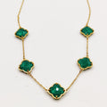 Collier Multi Trèfles Pierres Vertes Luxe