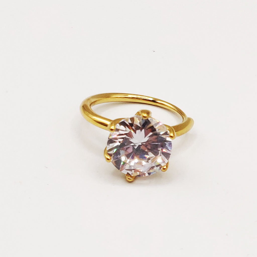 Bague Fiançailles Gros Cristal Rond