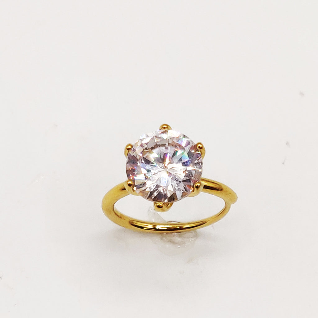 Bague Fiançailles Gros Cristal Rond