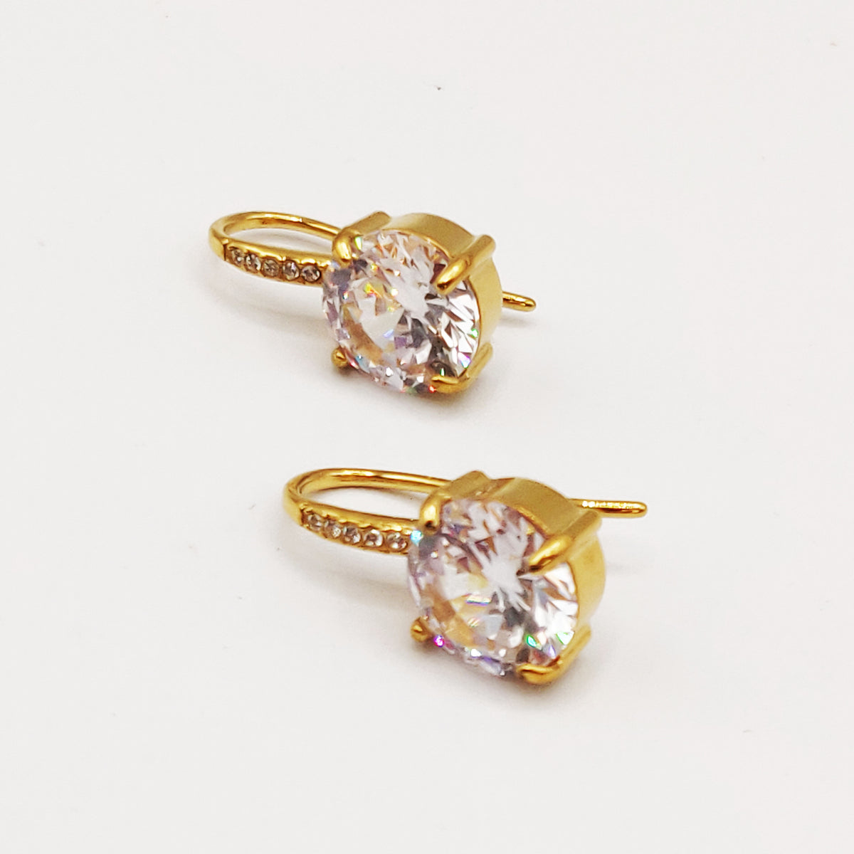 Boucles d'oreilles Gros Cristaux Ronds Lignes Cristaux