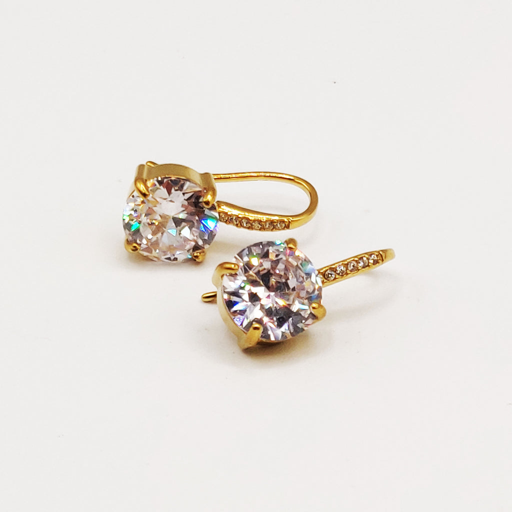 Boucles d'oreilles Gros Cristaux Ronds Lignes Cristaux