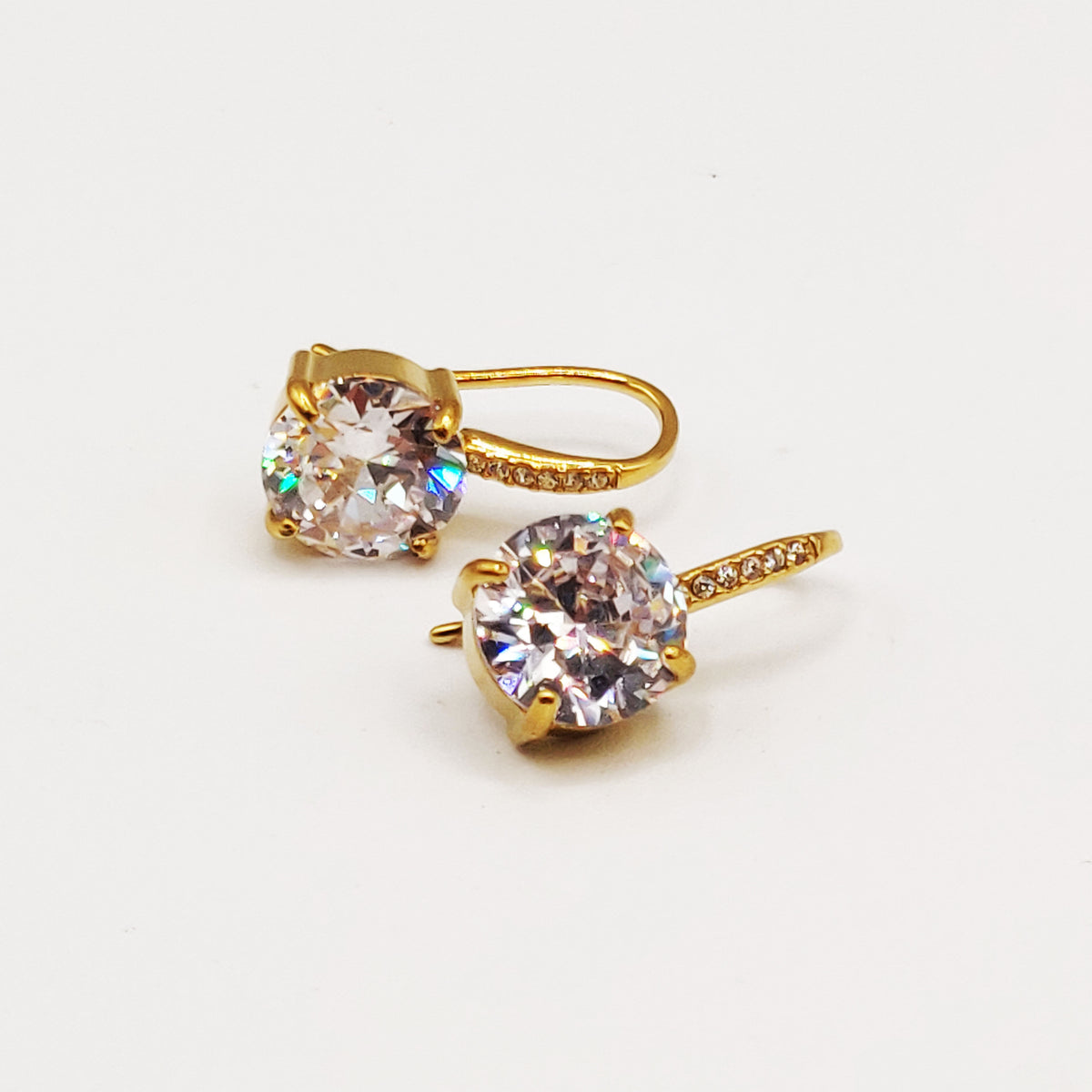 Boucles d'oreilles Gros Cristaux Ronds Lignes Cristaux