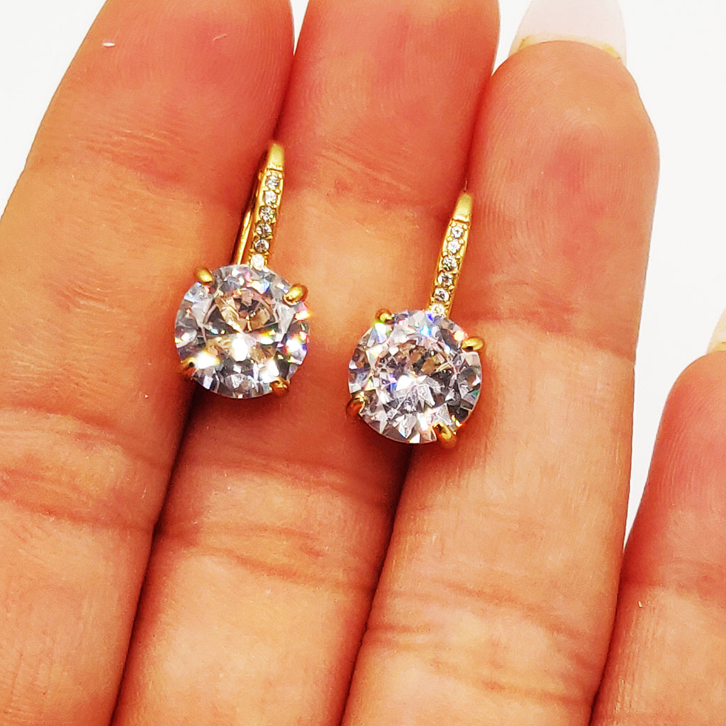 Boucles d'oreilles Gros Cristaux Ronds Lignes Cristaux
