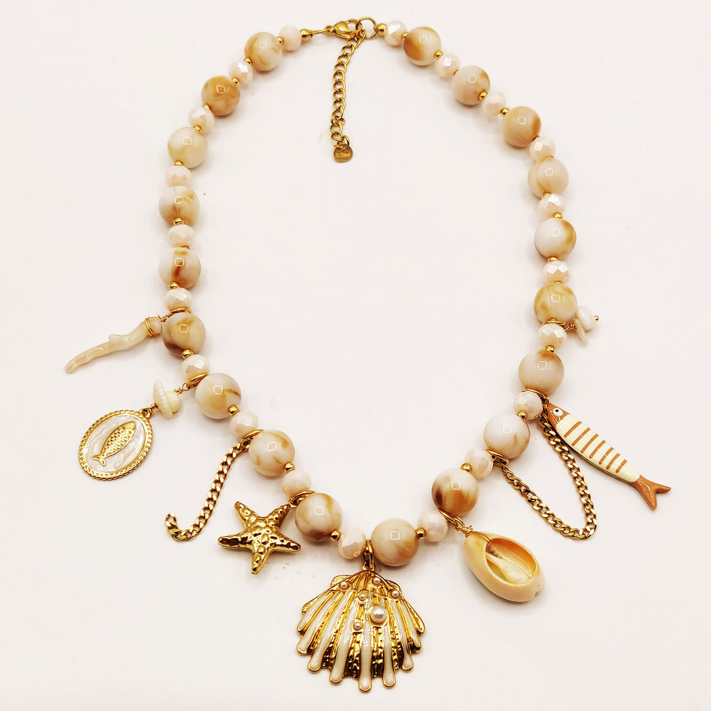 Collier Grosses Perles d'imitation Pendentifs De La Mer Luxe
