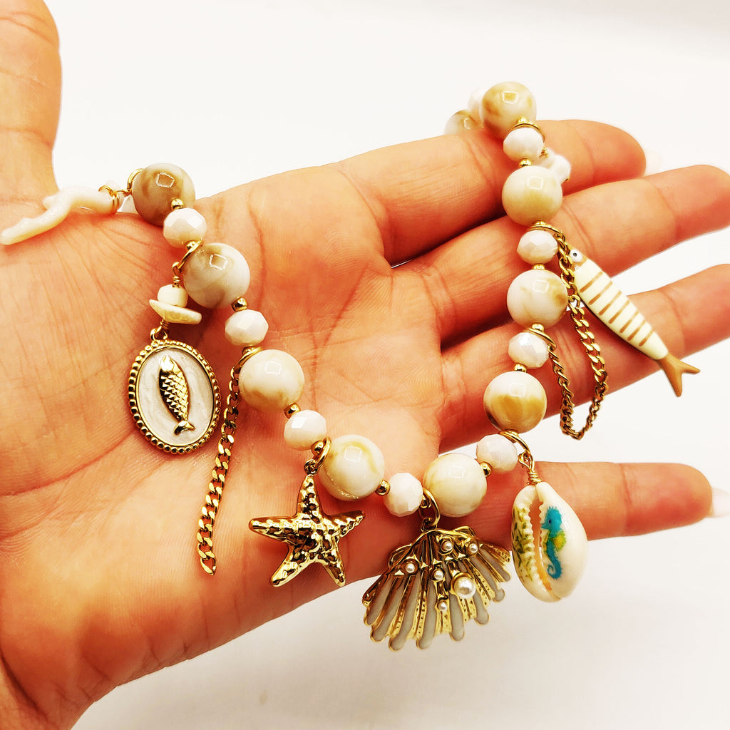 Collier Grosses Perles d'imitation Pendentifs De La Mer Luxe