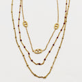 Collier Triple Multi H Luxe et Perles d'imitation Bordeaux Luxe