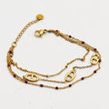 Bracelet Triple Multi H Luxe et Perles d'imitation Bordeaux Luxe