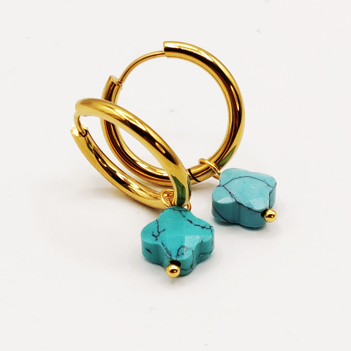 Boucles d'oreilles Trèfles Bleus