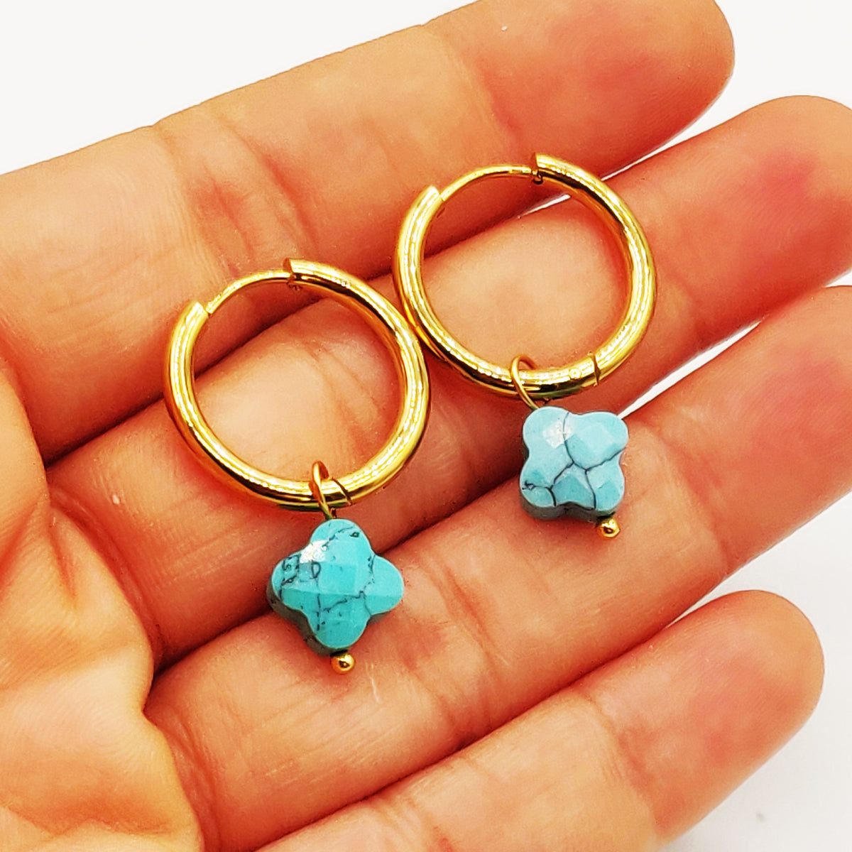 Boucles d'oreilles Trèfles Bleus