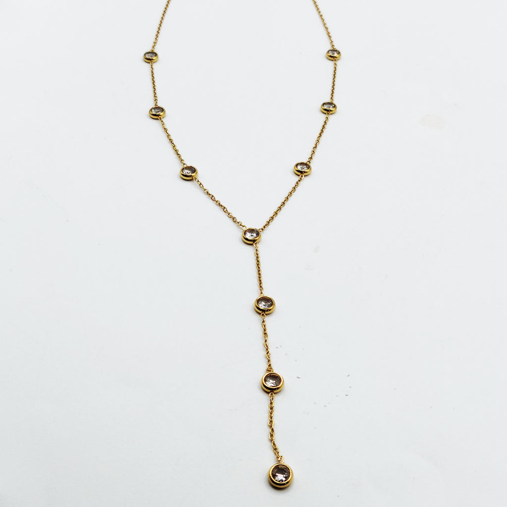 Collier Multi Cristaux Ronds Descendant Luxe