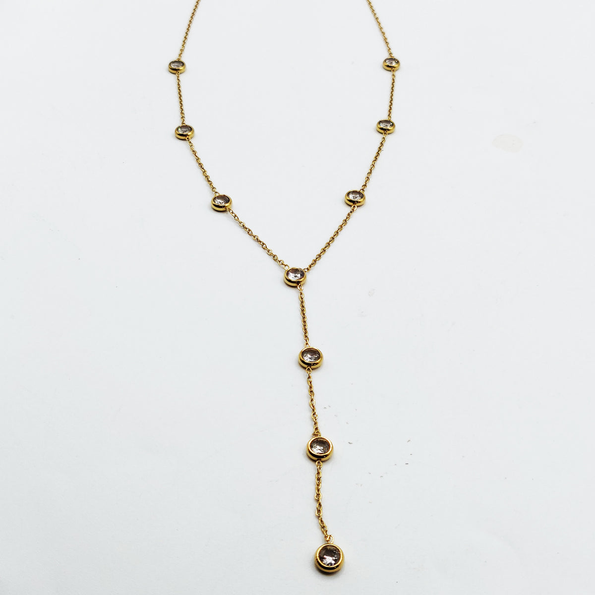 Collier Multi Cristaux Ronds Descendant Luxe