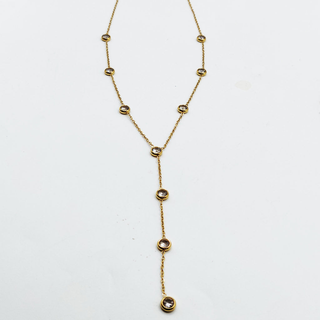 Collier Multi Cristaux Ronds Descendant Luxe