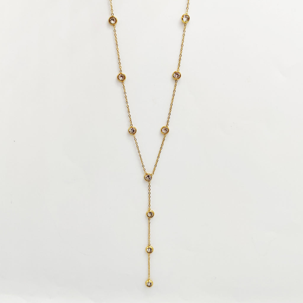 Collier Multi Cristaux Ronds Descendant Luxe