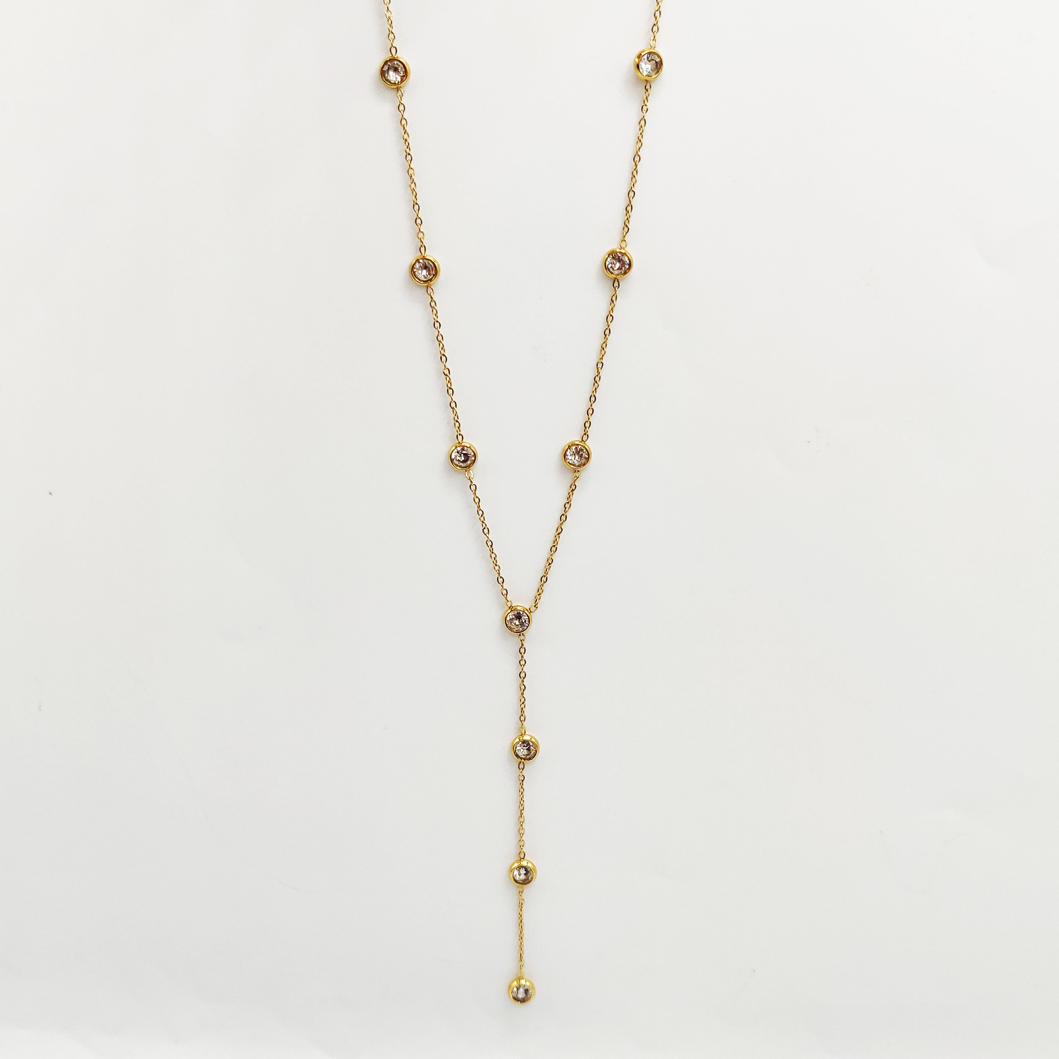 Collier Multi Cristaux Ronds Descendant Luxe