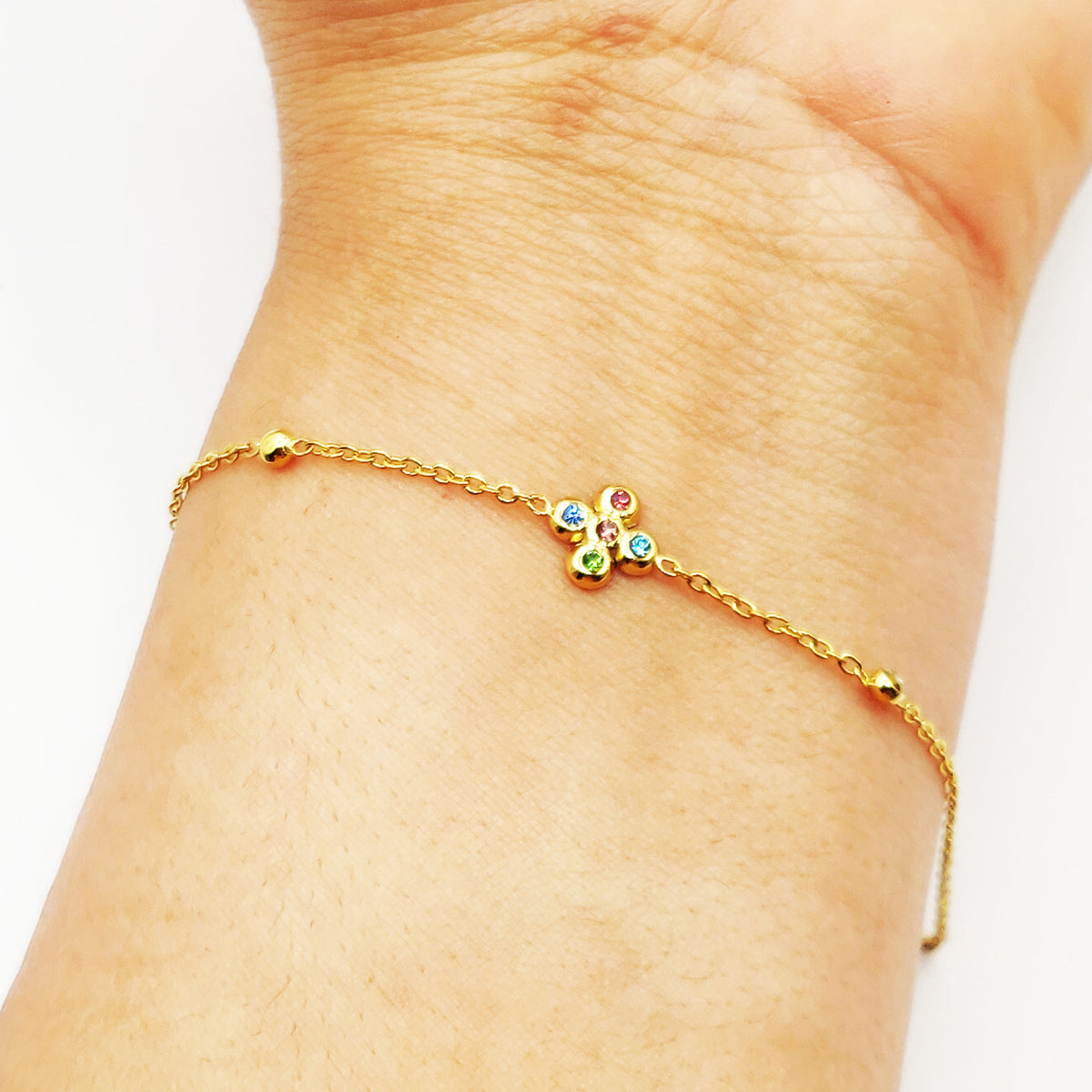 Bracelet Trèfle Multicolore et Cristaux Luxe